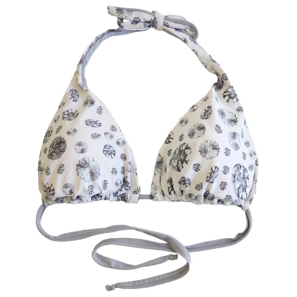 Unbranded Diamante Crystal Diamond Print Beach Halter Triangle Bikini Top Sz Xl